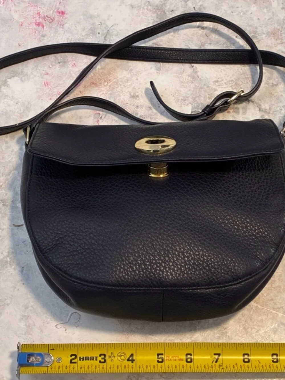 Vintage Crossbody Saddle Bag by Talbots in Navy/Black Pebble Leather, circa Y2K